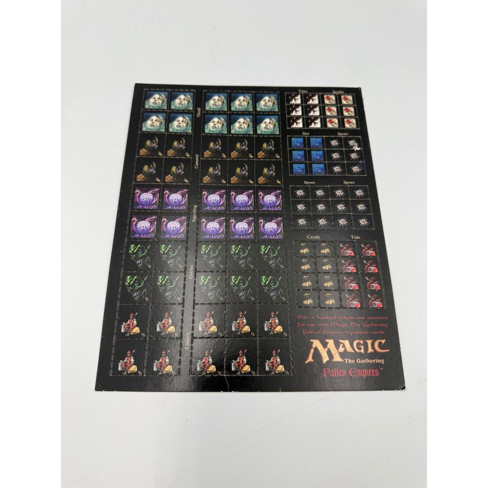 Vintage Magic The Gathering Fallen Empires Unpunched Token Counter Sheet WOTC